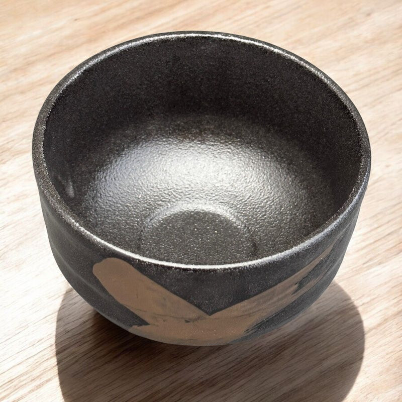 日本製 美濃燒 源氏刷毛目 黑金抹茶碗 | 清水燒 黑釉 茶具 茶道 京都工藝