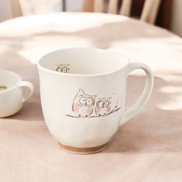 日本製 美濃燒 極輕量 貓頭鷹馬克杯 | 水杯 咖啡杯 陶瓷杯 茶杯 吉祥物
