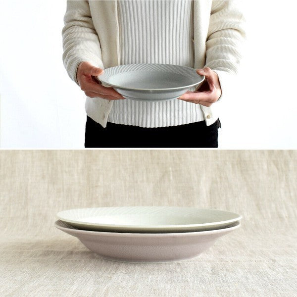 日本製 美濃燒 斜紋深盤 餐盤︱湯盤 配菜盤 大皿 日系餐具