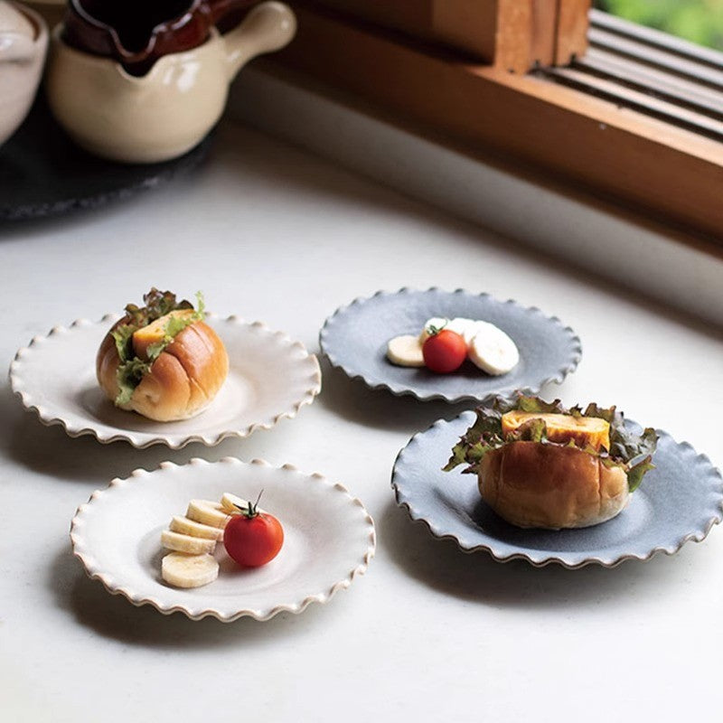 日本製 Tojiki Tonya 美濃燒 復古波浪盤 | 甜點盤 蛋糕盤 咖啡廳 下午茶