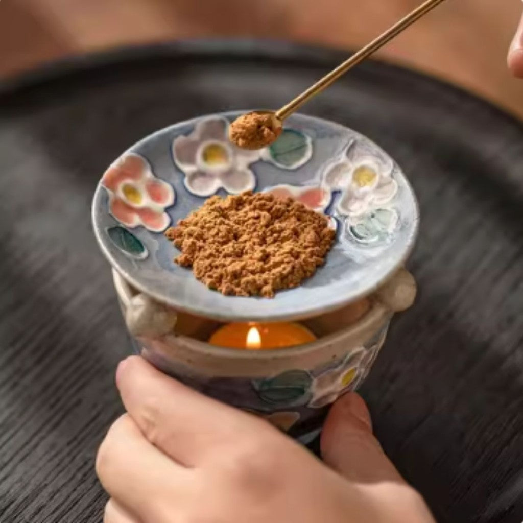 日本製 瀨戶燒 花小町茶香爐 | 耐熱 香薰爐 茶道 檀香 精油 茶葉 裝飾