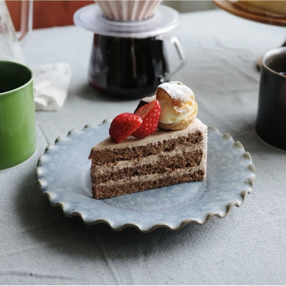 日本製 Tojiki Tonya 美濃燒 復古波浪盤 | 甜點盤 蛋糕盤 咖啡廳 下午茶