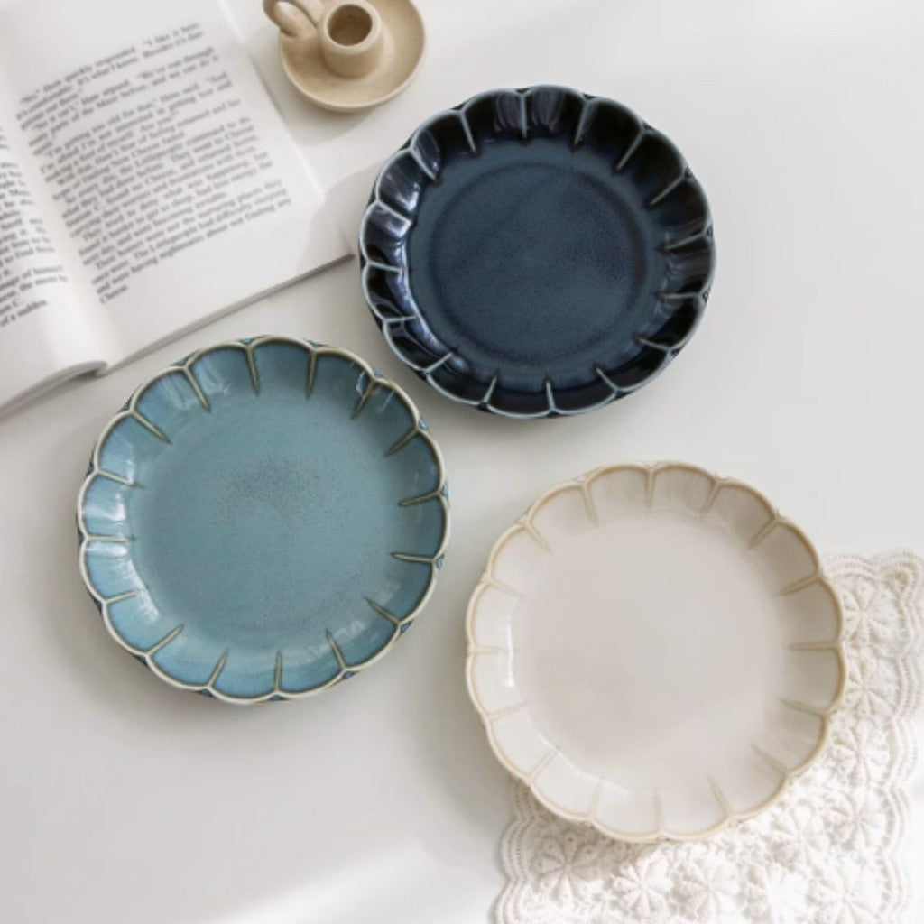 日本製 美濃燒 復古花邊餐盤 三色 | 小盤 深盤 小碗 沙拉碗 義大利麵盤