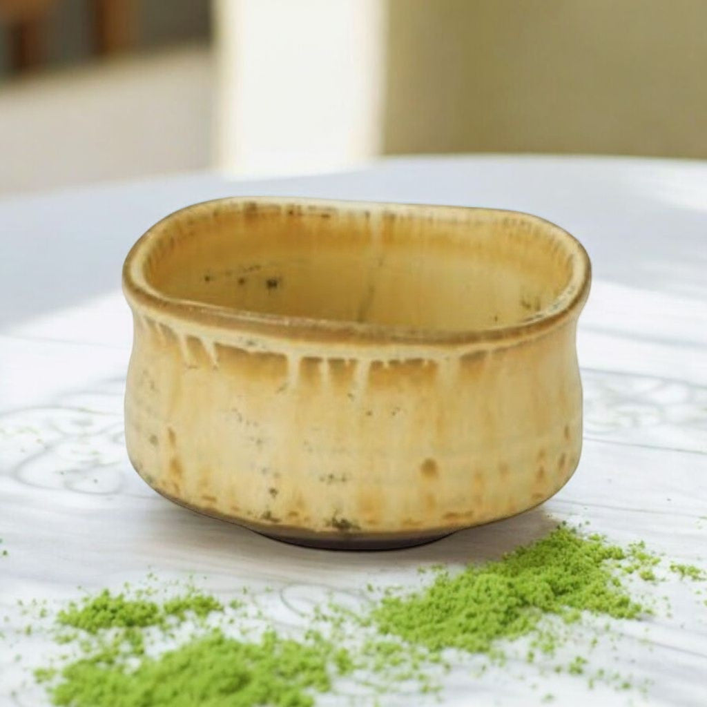 日本製 美濃燒 井口手作米色抹茶碗 | 迷你抹茶碗 清水燒 茶道用具 手工陶碗 茶器