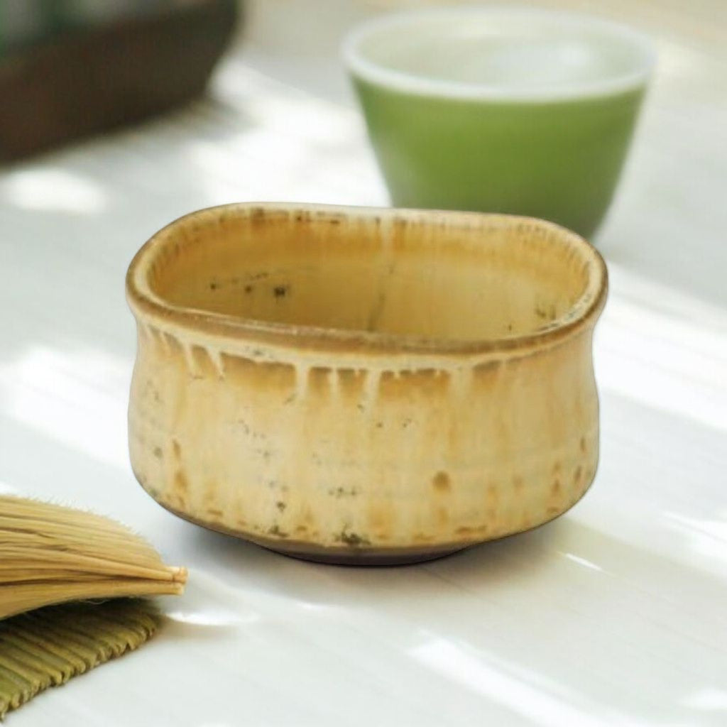 日本製 美濃燒 井口手作米色抹茶碗 | 迷你抹茶碗 清水燒 茶道用具 手工陶碗 茶器
