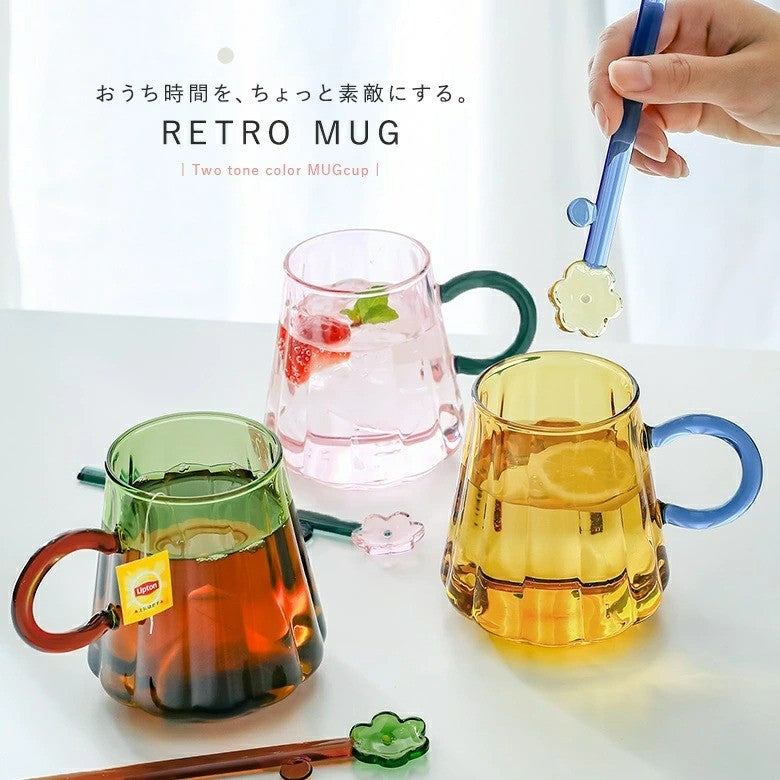 日本 CDF 夏日特調 耐熱玻璃杯 花朵攪拌棒 | 馬克杯 可愛玻璃杯