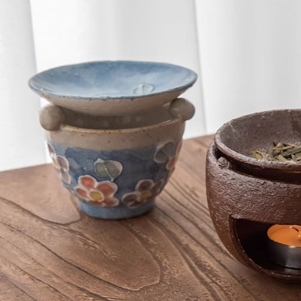 日本製 瀨戶燒 花小町茶香爐 | 耐熱 香薰爐 茶道 檀香 精油 茶葉 裝飾