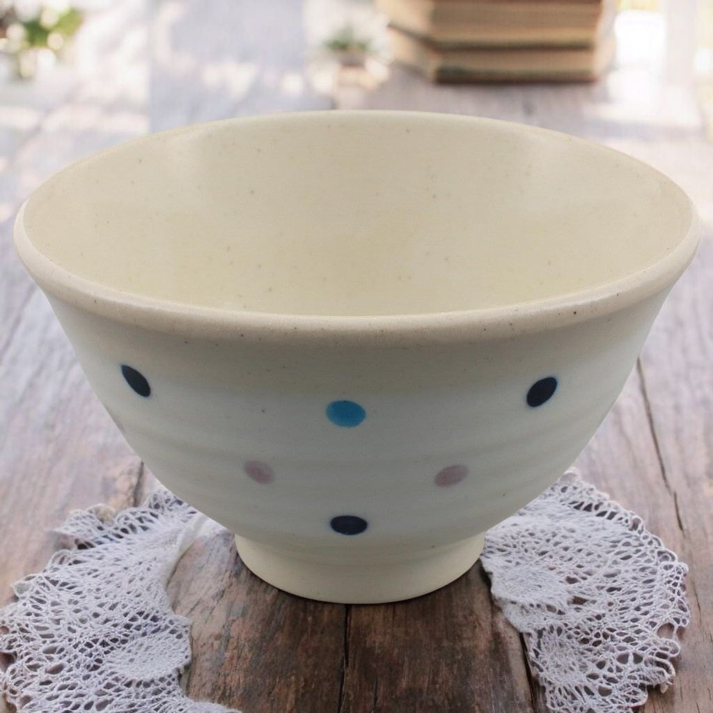 日本製 美濃燒 圓點粉引飯碗 | 輕量碗 粉引 茶飯碗 日式飯碗