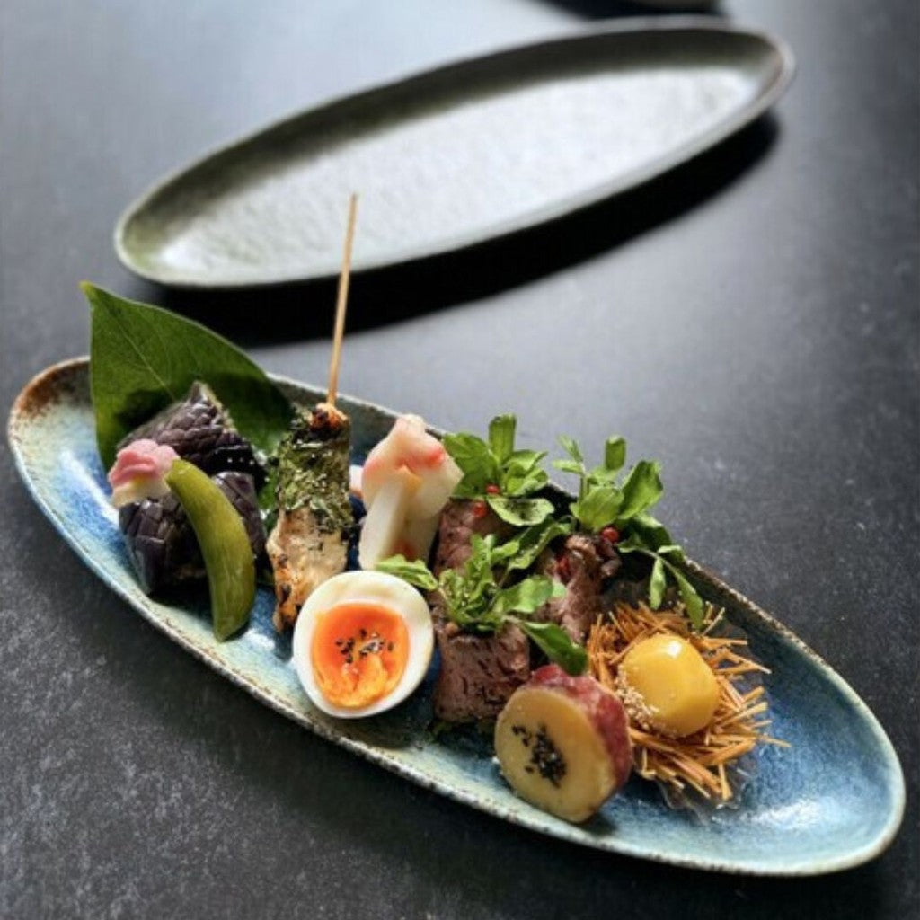 日本製 美濃燒 粗陶燒物長盤 | 烤魚 生魚片 燒物盤 日式碗盤