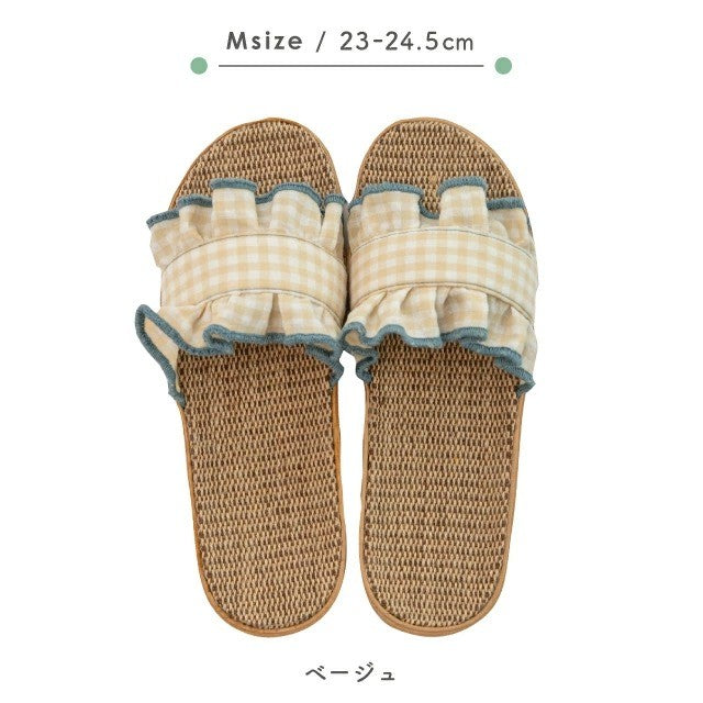 日本 CDF 荷葉格紋拖鞋 | 輕量防滑 居家戶外 兩用拖鞋 EVA室內拖 BISQUE