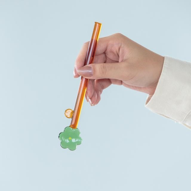 日本 CDF 夏日特調 耐熱玻璃杯 花朵攪拌棒 | 馬克杯 可愛玻璃杯