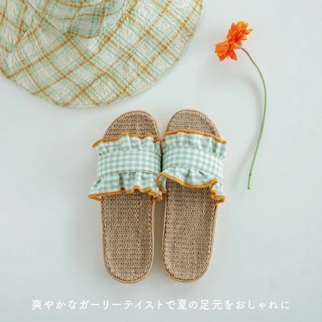 日本 CDF 荷葉格紋拖鞋 | 輕量防滑 居家戶外 兩用拖鞋 EVA室內拖 BISQUE