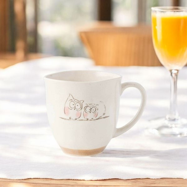 日本製 美濃燒 極輕量 貓頭鷹馬克杯 | 水杯 咖啡杯 陶瓷杯 茶杯 吉祥物