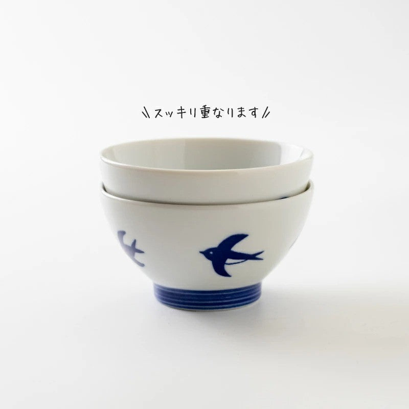 日本製 美濃燒 飛翔燕子飯碗 | 11cm 飯碗 小碗 簡約 和風