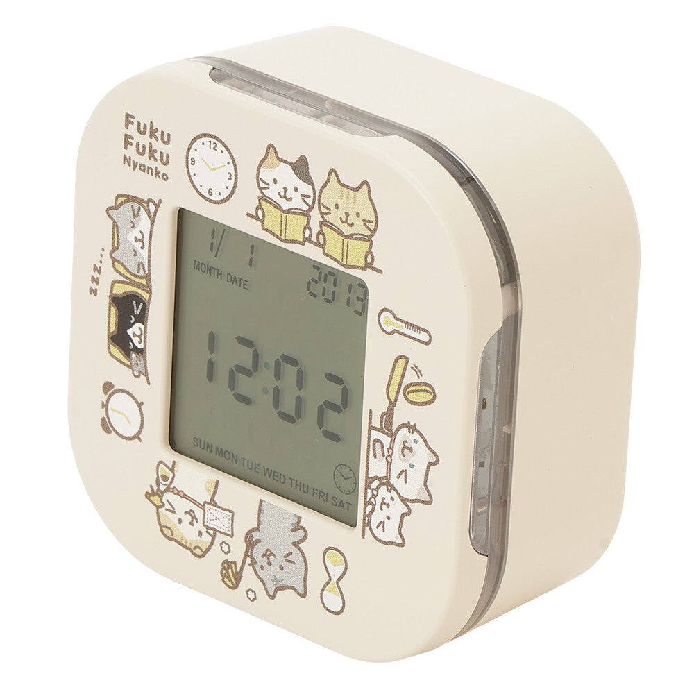 貓咪數位旋轉時鐘︱電子鐘 鬧鐘 數位時鐘 溫度顯示 計時器