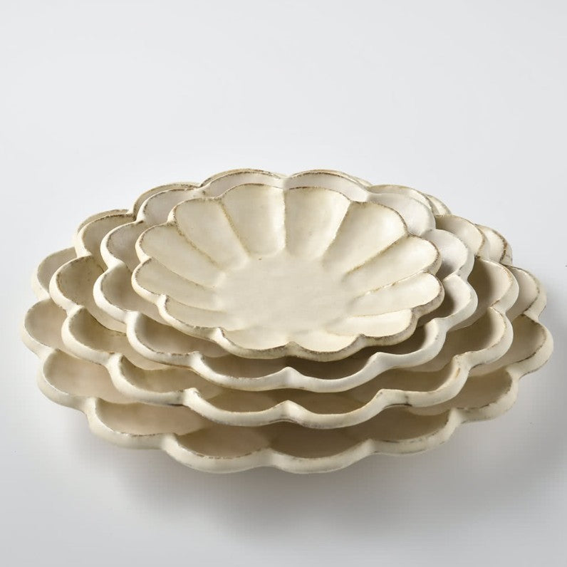 日本製 Tojiki Tonya 美濃燒 Rinka 輪花盤 | 經典花盤 點心盤 花皿