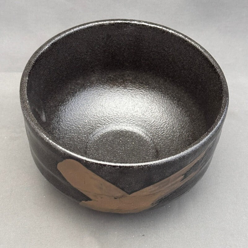 日本製 美濃燒 源氏刷毛目 黑金抹茶碗 | 清水燒 黑釉 茶具 茶道 京都工藝