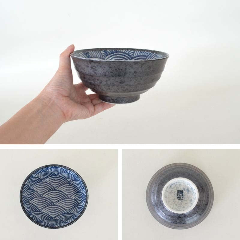 日本製 美濃燒 青海波六兵衛丼飯碗 | 波浪紋 湯碗 深碗 日式料理