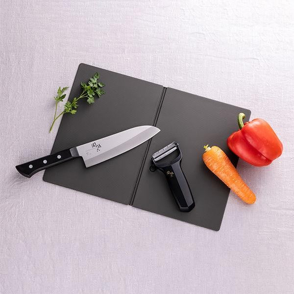 日本製 關孫六 禮盒三件組∣三德刀.削皮刀.砧板