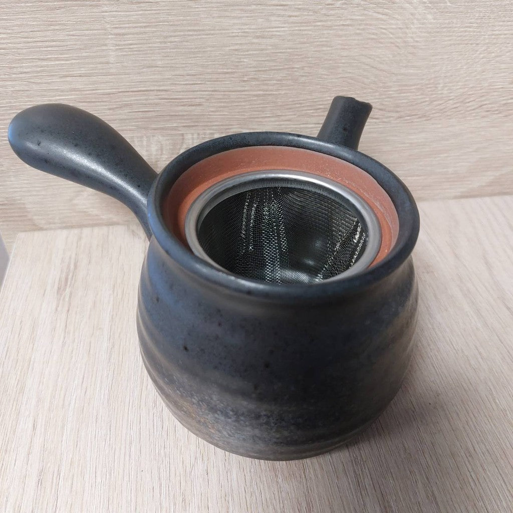 日本製 美濃燒 黑色備前六兵衛茶壺 500cc | 泡茶壺 茶壺 側把壺
