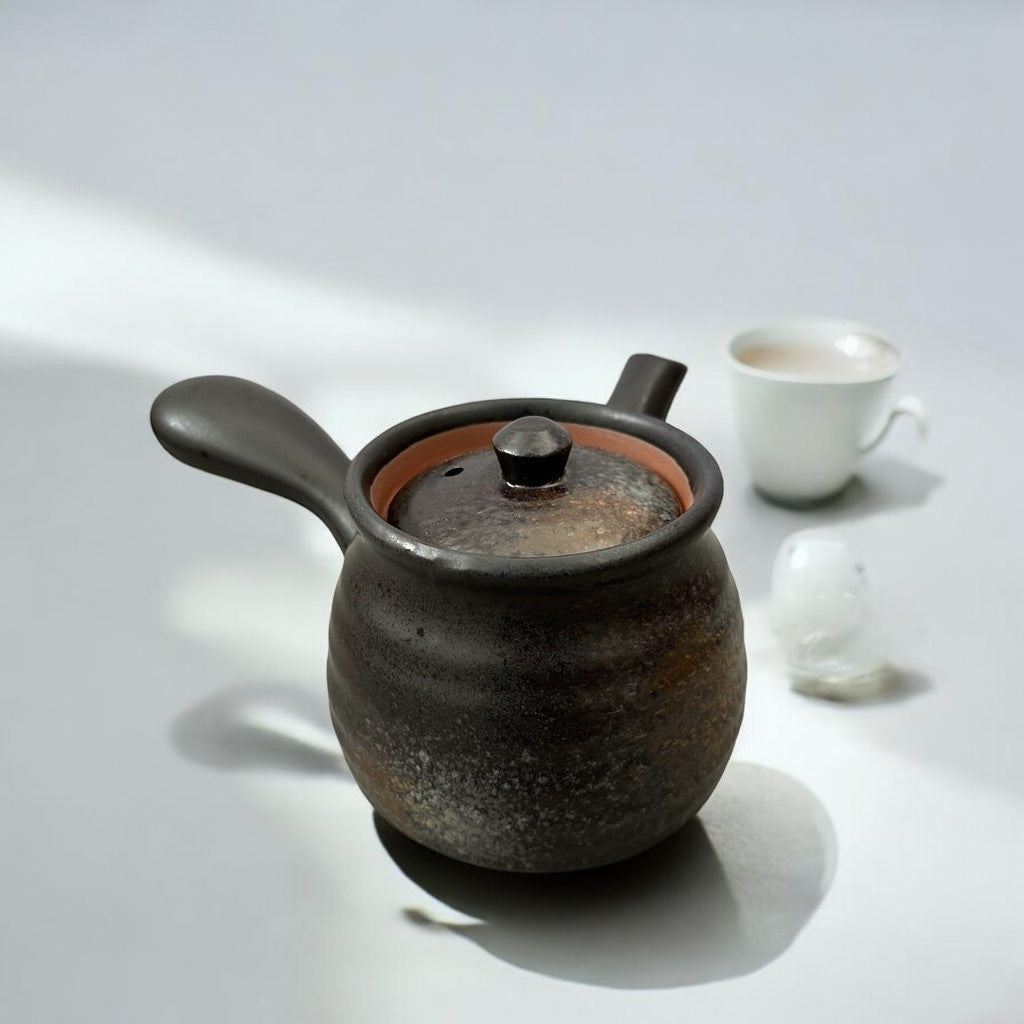 日本製 美濃燒 黑色備前六兵衛茶壺 500cc | 泡茶壺 茶壺 側把壺
