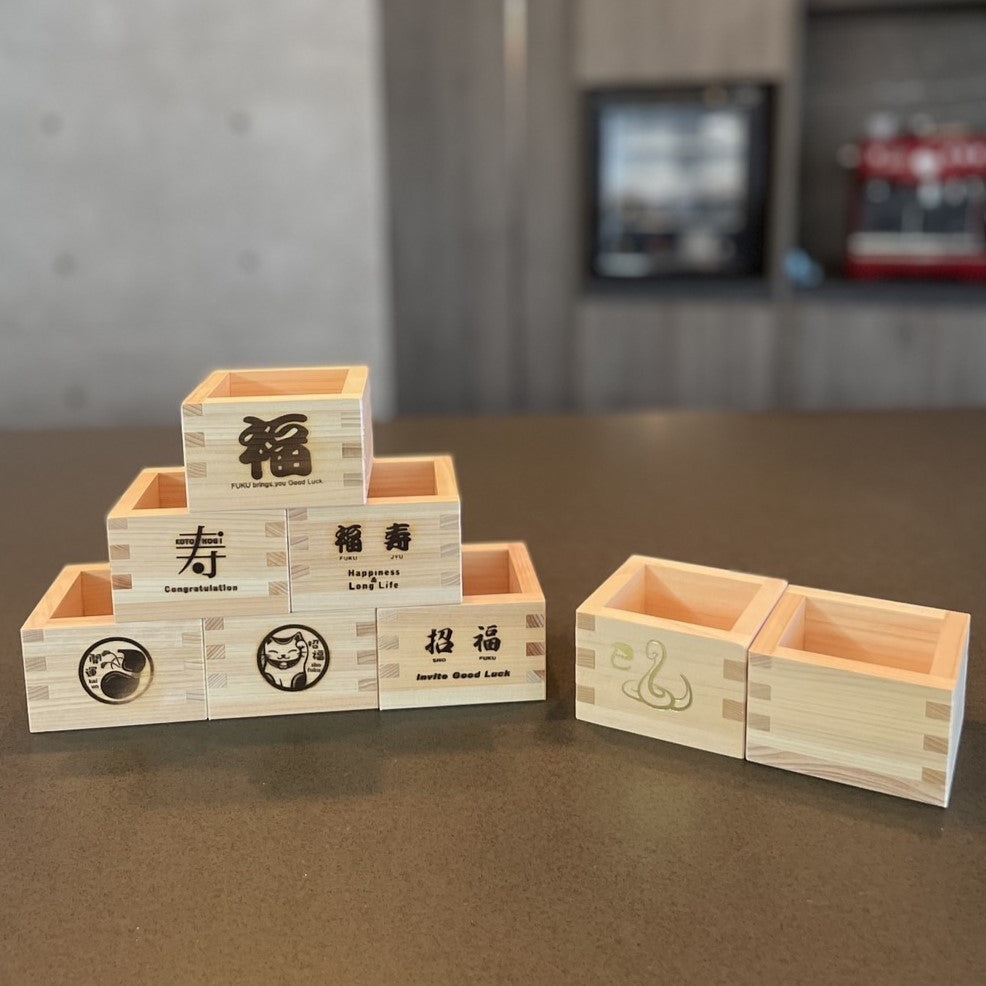 日本製 檜木酒枡 170ml | 檜木縁起枡 酒枡杯 盛酒杯 一合枡 清酒杯 木質香