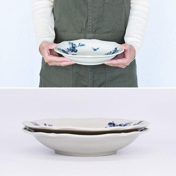 日本製 美濃燒 古典玫瑰 造型陶瓷餐盤|水果盤 義大利麵盤 優格碗 沙拉碗 早餐盤 - 富士通販