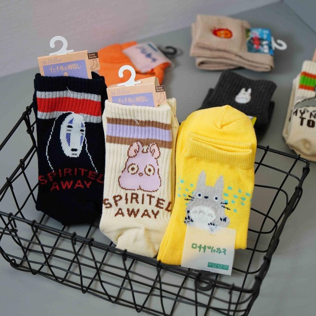 日本 宮崎駿 中長襪 長襪 23-25cm|龍貓 黑貓吉吉 無臉男 卡西法 - 富士通販
