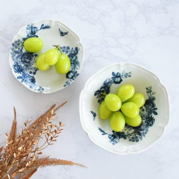 日本製 美濃燒 古典玫瑰 造型陶瓷餐盤|水果盤 義大利麵盤 優格碗 沙拉碗 早餐盤 - 富士通販