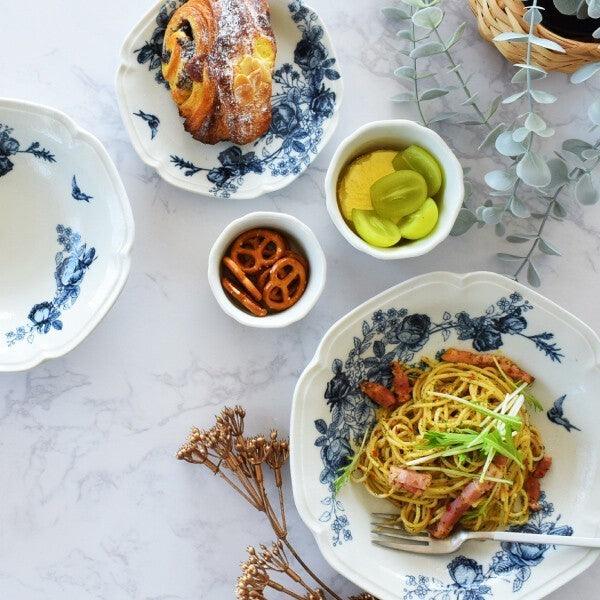 日本製 美濃燒 古典玫瑰 造型陶瓷餐盤|水果盤 義大利麵盤 優格碗 沙拉碗 早餐盤 - 富士通販