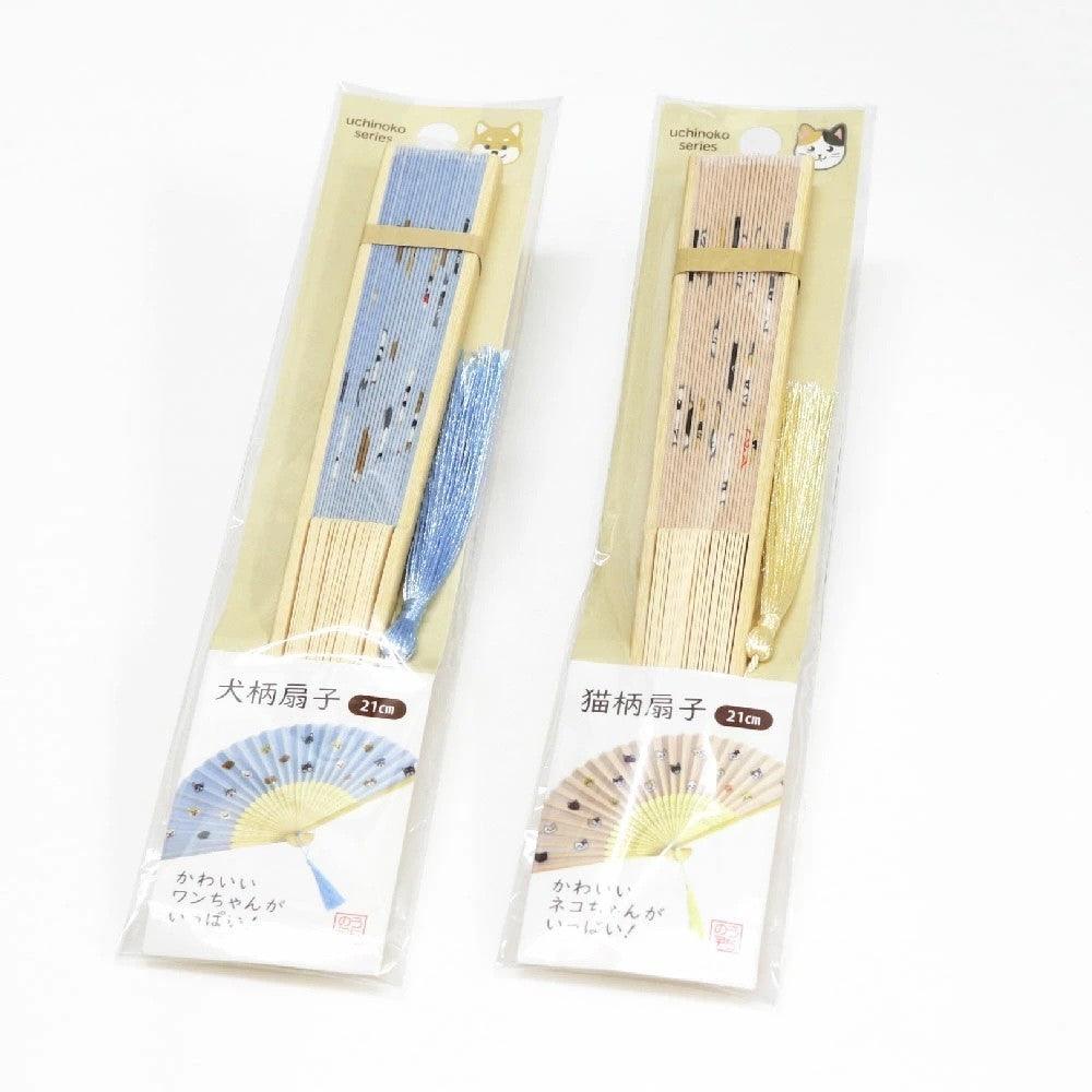 田中箸店 竹製 狗狗貓咪可愛扇子|小扇子 折扇 摺扇 扇子 竹扇 - 富士通販