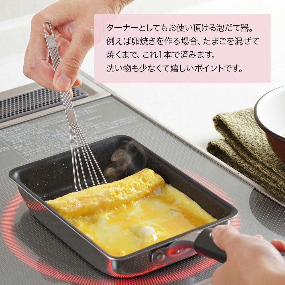 日本製 YOSHIKAWA 吉川 3in1不銹鋼扁形攪拌器 | 壓泥棒 攪拌棒 打蛋器 磨碎器