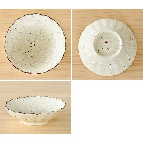 日本製 美濃燒 白化粧菊形 陶瓷盤|沙拉碗 咖哩盤 義大利麵盤 - 富士通販