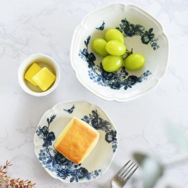 日本製 美濃燒 古典玫瑰 造型陶瓷餐盤|水果盤 義大利麵盤 優格碗 沙拉碗 早餐盤 - 富士通販