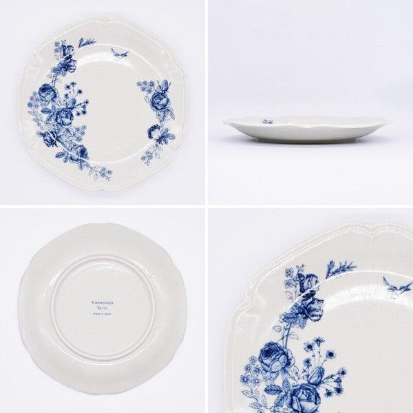 日本製 美濃燒 古典玫瑰 造型陶瓷餐盤|水果盤 義大利麵盤 優格碗 沙拉碗 早餐盤 - 富士通販