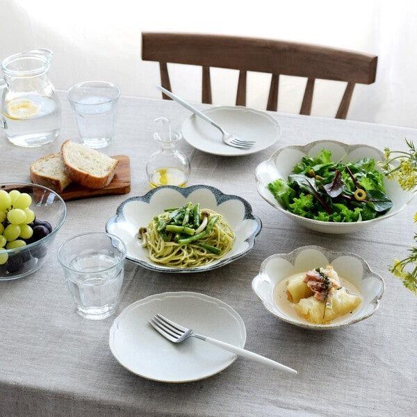 日本製 美濃燒 茉莉花 造型陶瓷盤子|大盤子 深盤 淺盤 小盤子 湯麵碗 - 富士通販