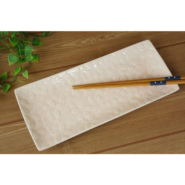 日本製 美濃燒 Miyama 深山 Sakura 30cm櫻花長盤 | 長盤 烤魚盤 日式盤