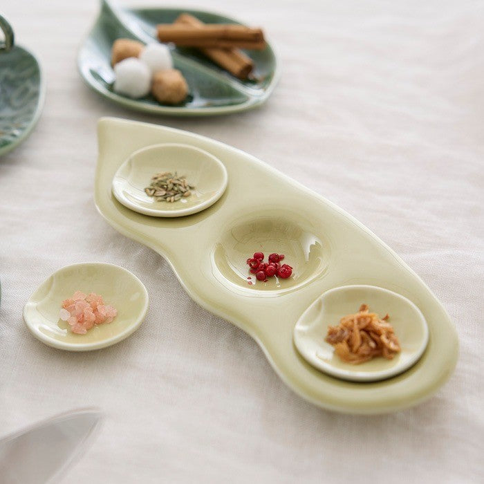 日本製 美濃燒 Miyama 深山 soramame 蠶豆皿/調味托盤組 | 醬料碟 小菜碟