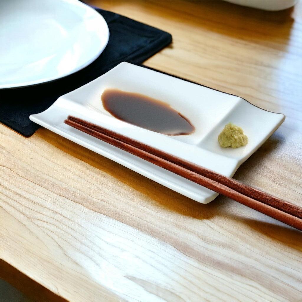 日本製 美濃燒 miyama 燒肉 醬料 多用途分隔盤筷架|醬油碟 烤肉盤 生魚片盤 分隔盤