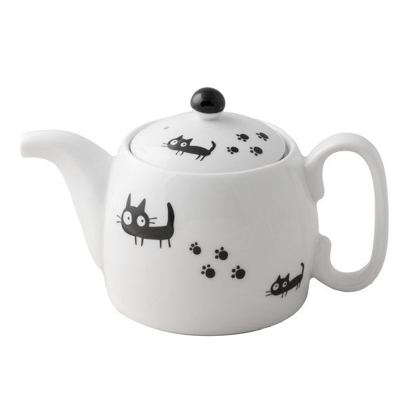 日本 黑貓手沖茶壺 急須茶壺 350ml | 濾茶壺 含不銹鋼瀘網 貓奴必備