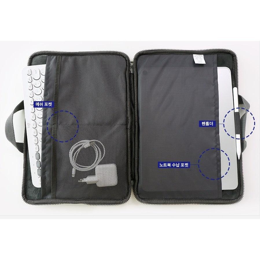 韓國 Romane 文創 13吋 絨毛手提電腦包|黑色 粉色