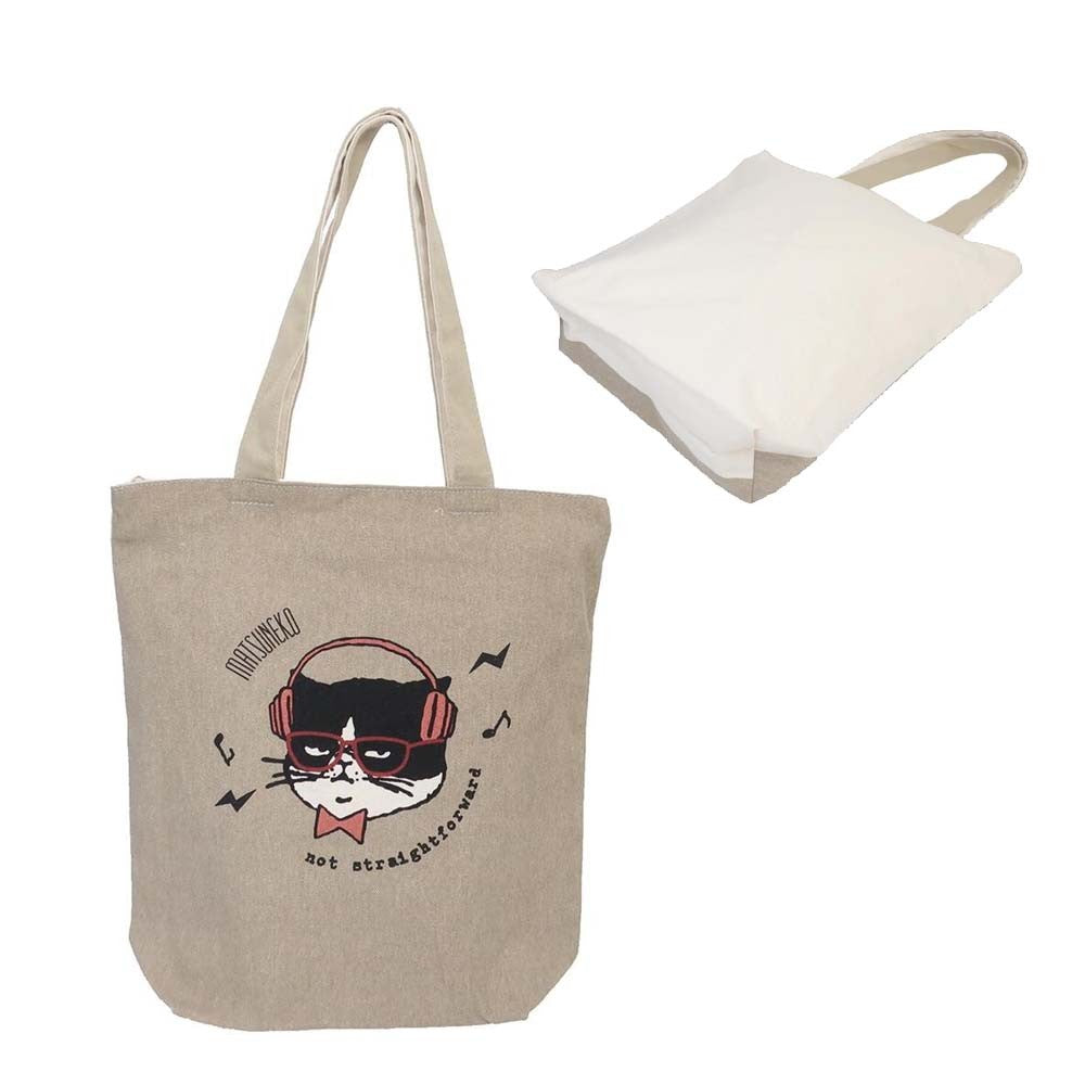 日式文青風 帆布肩背包∣可放A4 手提托特包 雙面圖案