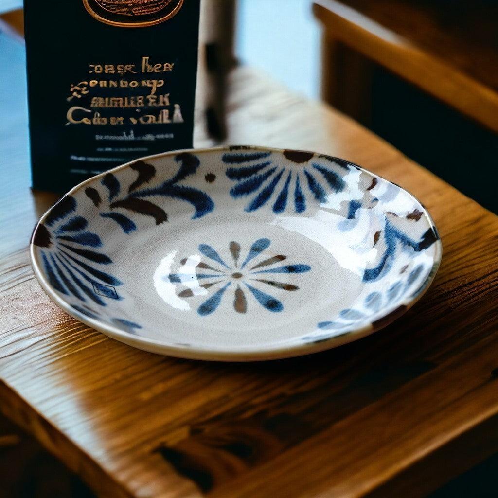 日本製 Blut’s rokuro 六魯 彩琉球蔓藤花紋盤|陶瓷盤 水果盤 圓盤