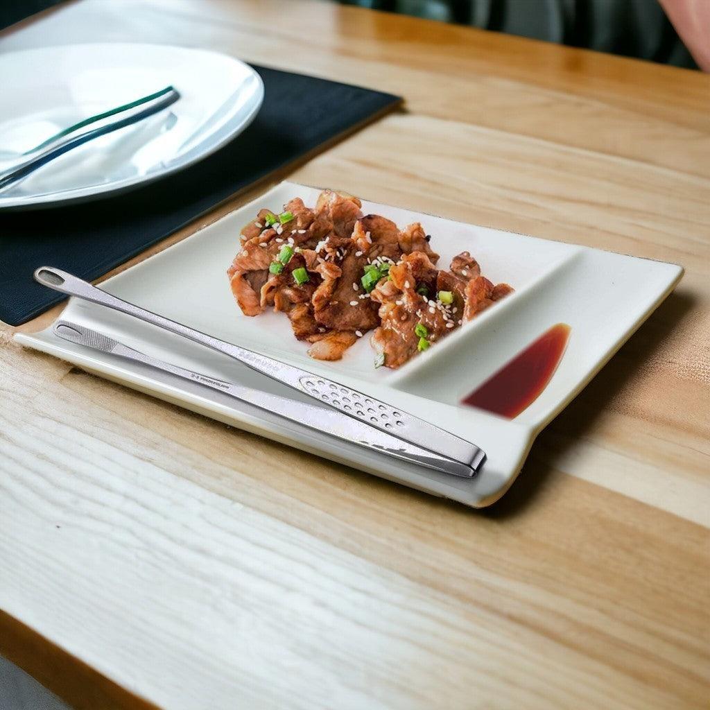 日本製 美濃燒 miyama 燒肉 醬料 多用途分隔盤筷架|醬油碟 烤肉盤 生魚片盤 分隔盤