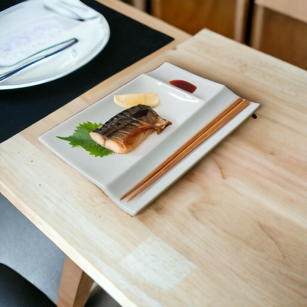 日本製 美濃燒 miyama 燒肉 醬料 多用途分隔盤筷架|醬油碟 烤肉盤 生魚片盤 分隔盤