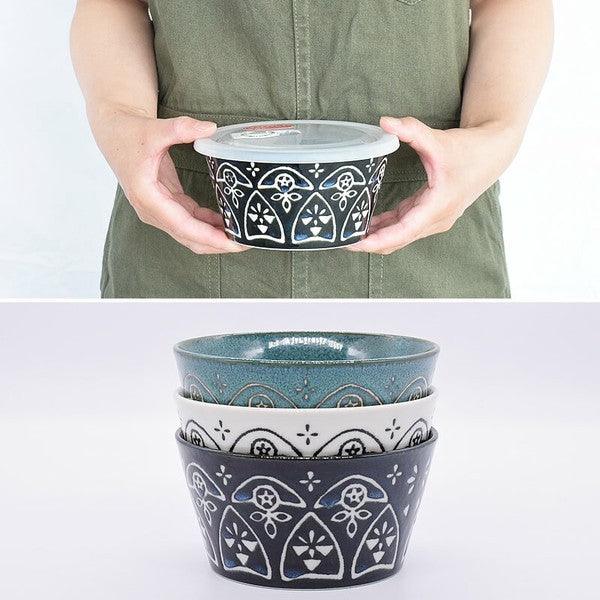 日本製 美濃燒 摩洛哥 保鮮碗 附蓋|保鮮盒 微波保鮮盒 可微波碗 - 富士通販