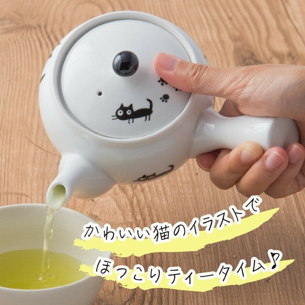 日本 黑貓手沖茶壺 急須茶壺 350ml | 濾茶壺 含不銹鋼瀘網 貓奴必備
