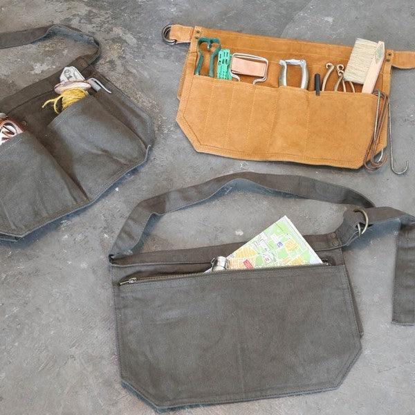 日本 DULTON 2WAY 半身上蠟帆布 工作腰帶 單肩包|工具腰包 工作腰帶 腰帶包 工具包