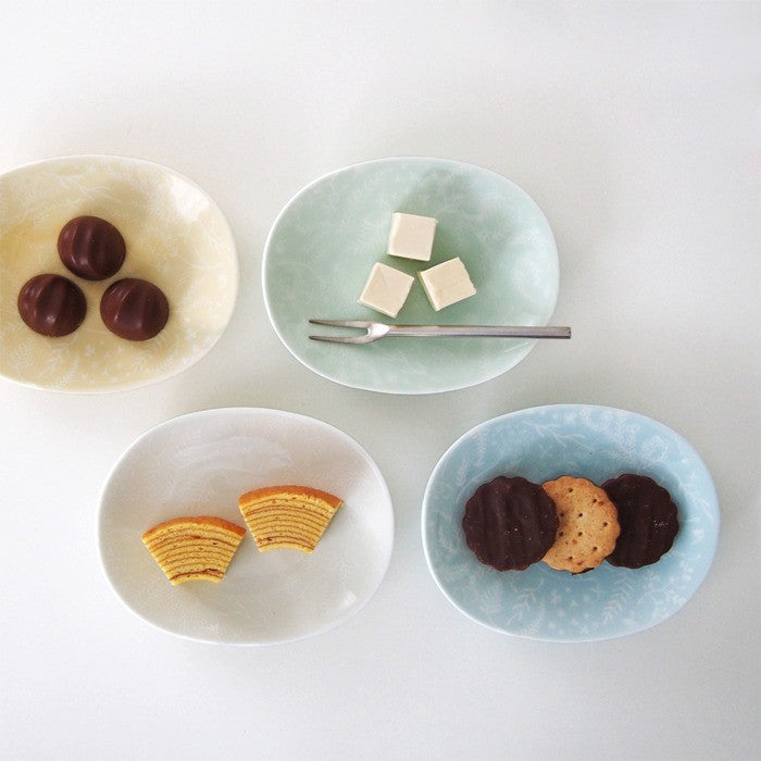 日本製 美濃燒 Miyama 深山 float 野花浮印小盤 | 甜點盤 點心盤 小菜碟