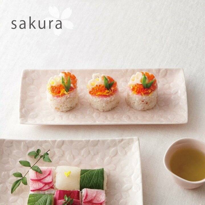 日本製 美濃燒 Miyama 深山 Sakura 30cm櫻花長盤 | 長盤 烤魚盤 日式盤
